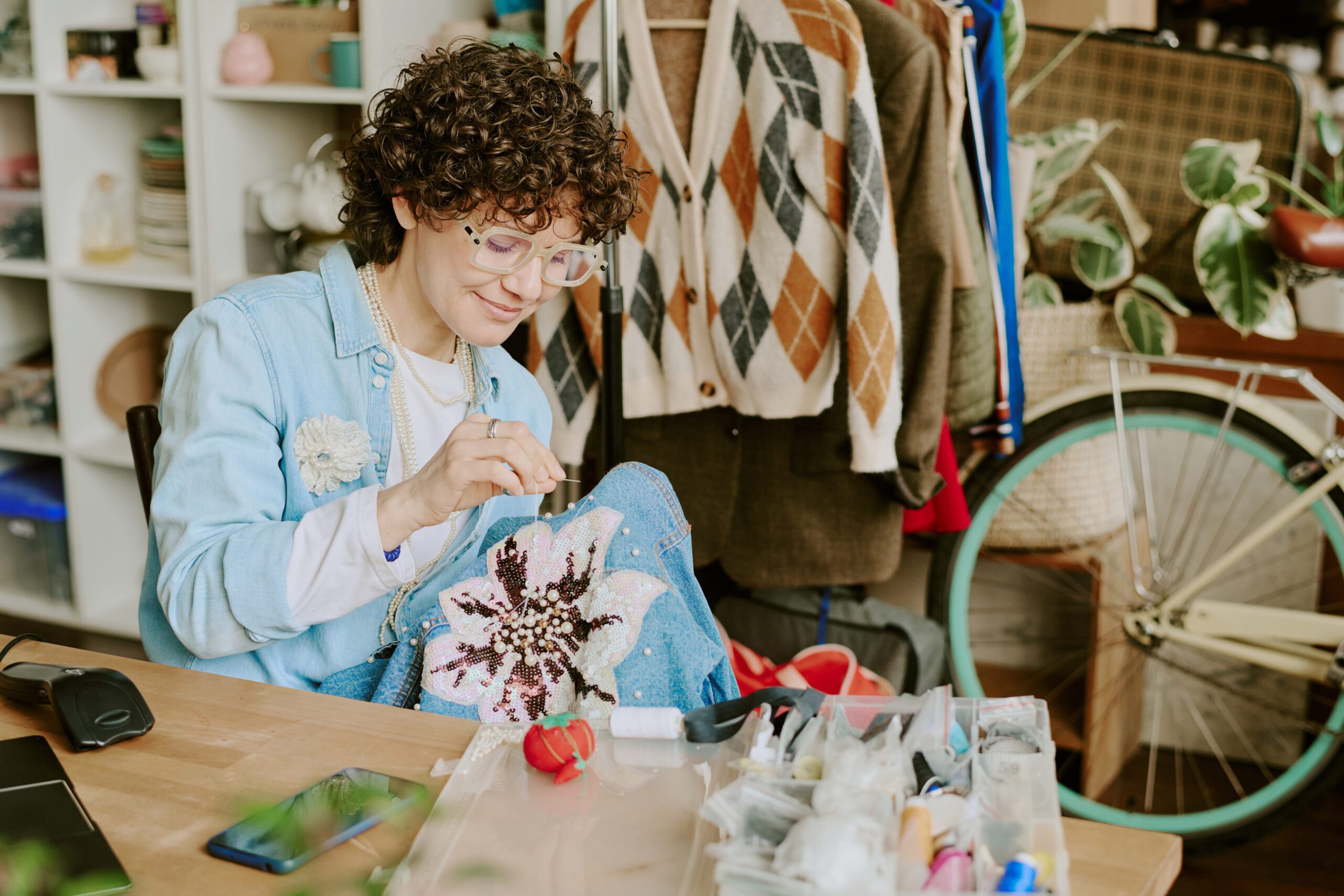 Creating Intricate Floral Graphic Using Needle and Thread